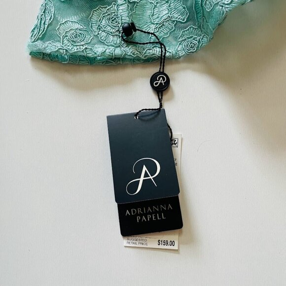 NWT ADRIANNA PAPELL MINT Lace Bell Sleeve Wedding Cocktail Party V Back Spring 2 - Picture 9 of 13